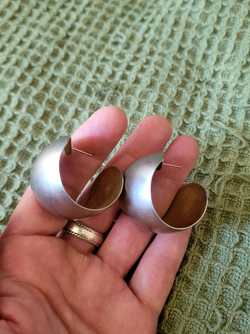 Matte Silver Wide Hoop Earrings - Women Jewelry